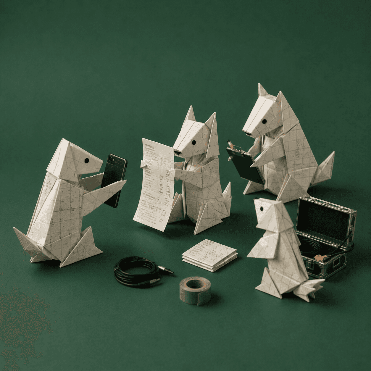 Origami creature sending a receipt photo on WhatsApp